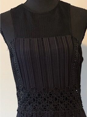 Express Black Sleeveless Lace-Trim Mini Dress